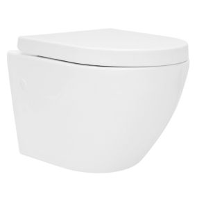 Cuvette WC suspendu sans rebord céramique blanc abattant Soft-Close nano revêt