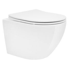 Cuvette WC suspendu sans rebord céramique blanc abattant softclose nano revêt