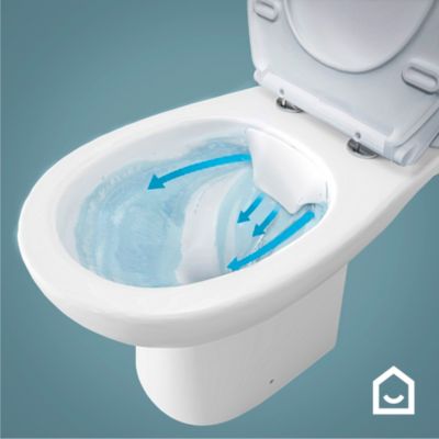Cuvette WC suspendue compacte sans bord avec abattant et frein de chute, sortie horizontale, blanc, GoodHome Tasi