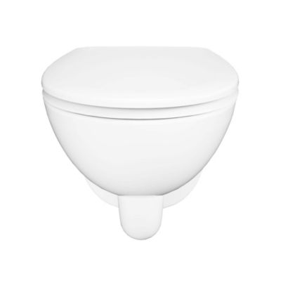 Cuvette WC suspendue compacte sans bord avec abattant et frein de chute, sortie horizontale, blanc, GoodHome Tasi