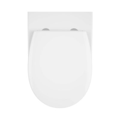Cuvette WC suspendue compacte sans bord avec abattant et frein de chute, sortie horizontale, blanc, GoodHome Tasi