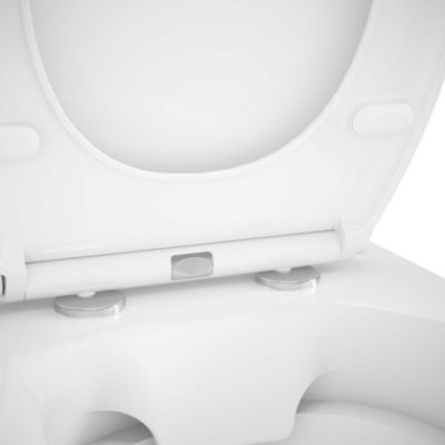 Cuvette WC suspendue compacte sans bord avec abattant et frein de chute, sortie horizontale, blanc, GoodHome Tasi
