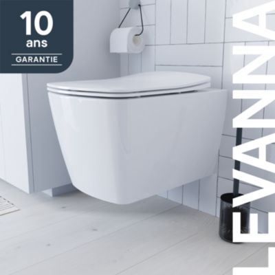 Cuvette WC suspendue en céramique, l.36 x H.35,5 x P.50 cm, blanc, GoodHome Levanna