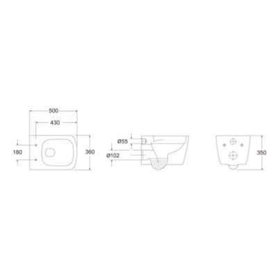 Cuvette WC suspendue en céramique, l.36 x H.35,5 x P.50 cm, blanc, GoodHome Levanna