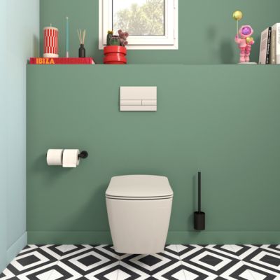 Cuvette WC suspendue en céramique, l.36 x H.35,5 x P.50 cm, blanc, GoodHome Levanna