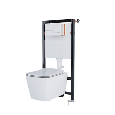 Cuvette WC suspendue en céramique, l.36 x H.35,5 x P.50 cm, blanc, GoodHome Levanna