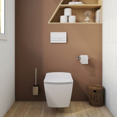 Cuvette WC suspendue en céramique, l.36 x H.35,5 x P.50 cm, blanc, GoodHome Levanna