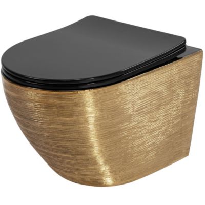 Cuvette WC suspendue REA Carlo Flat Brush Gold