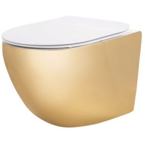 Cuvette wc suspendue REA Carlo flat mini gold / white