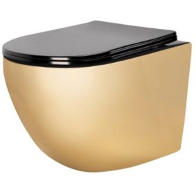 Cuvette wc suspendue REA Carlo mini flat gold/black