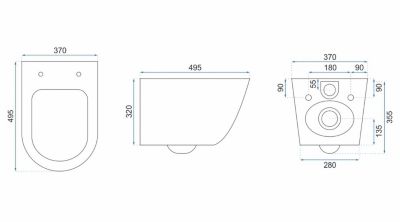 Cuvette WC suspendue REA Carlo Mini Rimless Flat Black