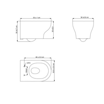 Cuvette WC suspendue sans bride avec abattant déclipsable et frein de chute, sortie horizontale, blanc, effet Vortex, GoodHome Cavally