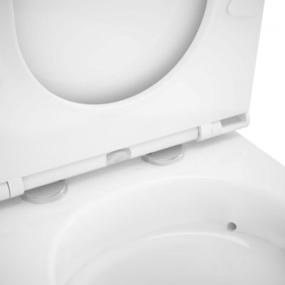 Cuvette WC suspendue sans bride avec abattant déclipsable et frein de chute, sortie horizontale, blanc, effet Vortex, GoodHome Cavally