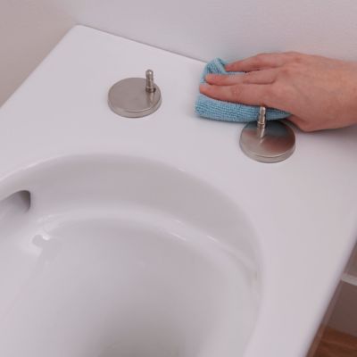 Cuvette WC suspendue sans bride avec abattant déclipsable et frein de chute, sortie horizontale, blanc, effet Vortex, GoodHome Cavally