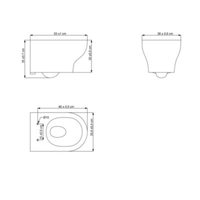 Cuvette WC suspendue sans bride avec abattant déclipsable et frein de chute, sortie horizontale, noir, effet Vortex, GoodHome Cavally