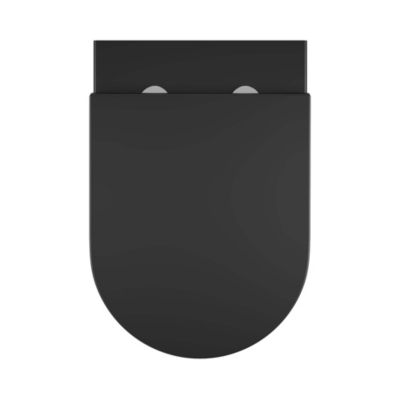 Cuvette WC suspendue sans bride avec abattant déclipsable et frein de chute, sortie horizontale, noir, effet Vortex, GoodHome Cavally