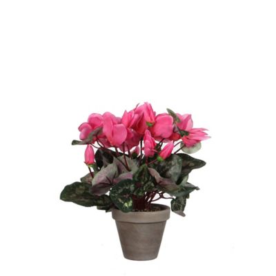 Cyclamen rose clair artificiel ø30 x h.30 cm en pot Stan gris ø11,5 cm