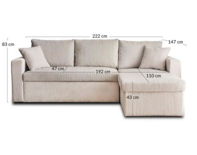 Cyrus - canapé d'angle réversible 4 places - convertible avec coffre - en velours côtelé - Best Mobilier