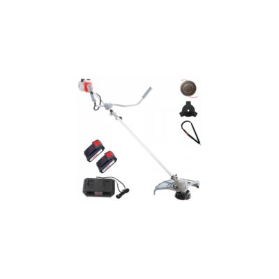 Débroussailleuse à batterie sans fil 40V - 2 batteries lithium 2.0Ah Chargeur double - Bobine de Fil + Lame 3 dents 25,5 cm IKRA