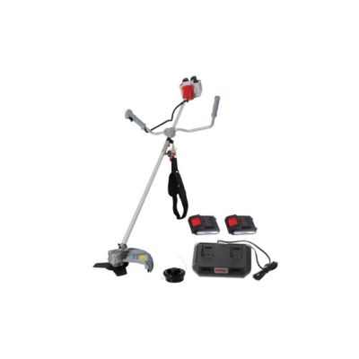 Débroussailleuse à batterie sans fil 40V - 2 batteries lithium 2.0Ah Chargeur double - Bobine de Fil + Lame 3 dents 25,5 cm IKRA