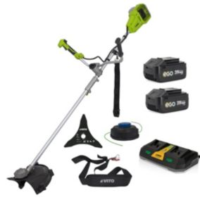 Débroussailleuse et Coupe bordure 40V + 2 Batteries Lithium 3Ah Lame Diam 250mm + Bobine de fil + Chargeur double VITO