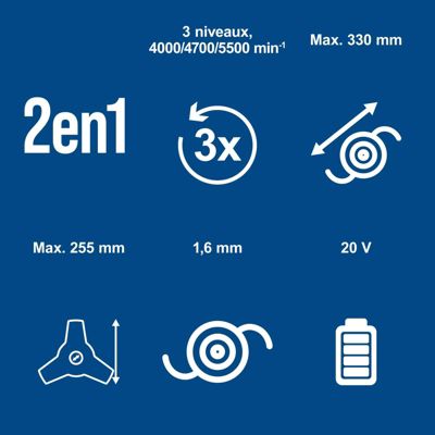 Débroussailleuse sans fil 20V BC-BCH330/20-X Scheppach - Largeur de coupe 255mm - coupe-bordure 330mm - sans batterie/chargeur