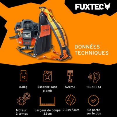 Débroussailleuse thermique à dos - FUXTEC FX-MS152T - 52cm3 3CV