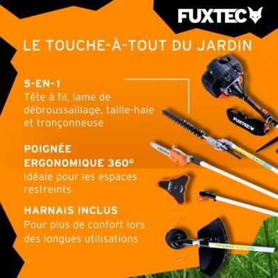 Débroussailleuse thermique multifonction 5en1 - FUXTEC FX-MT252ER - 52cm3 3CV élagueuse inclinable