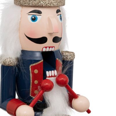 Déco de Noël Casse-Noisette musical Rouge et Bleu en Bois H 31.5 cm