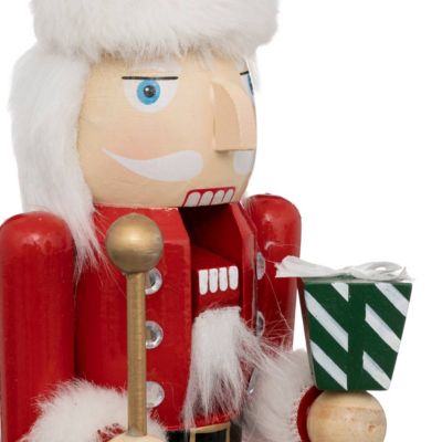 Déco de Noël Casse-Noisette Rouge et Blanc en Bois H 38 cm