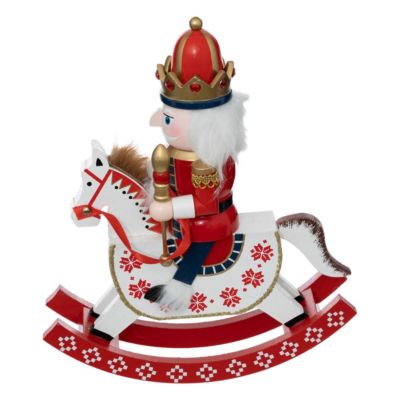 Décoration De Noël Gisela Graham - Roi Casse-Noisette Sur Cheval à Bascule En Résine - 18,5 Cm - Figurine Festive