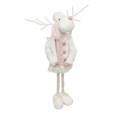 Déco de Noël Renne téléscopique Rose et Blanc  H maxi 76 cm