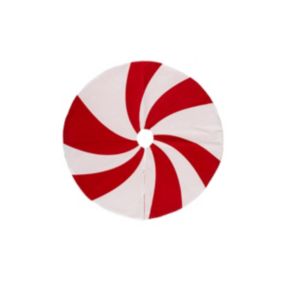 Déco de noël Tapis pour pied de Sapin Bonbon Rouge et Blanc D 90 cm