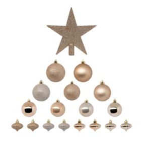 Déco de sapin de Noël Kit de 18 pièces Boules et Cimier - Beige Nude