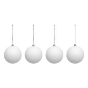 Déco de sapin Lot de 4 Boules de noël aspect Neige Blanche D 8 cm