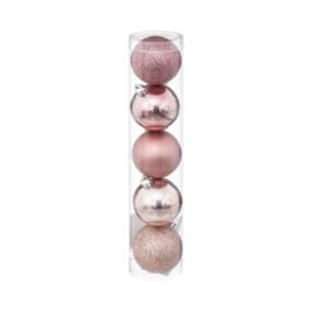 Déco de sapin Lot de 5 Boules de Noël D 5 cm - Rose