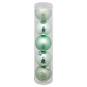 Déco de sapin Lot de 5 Boules de Noël D 5 cm - Vert Amande