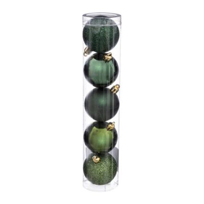 Lot De 5 Boules De Noël Transparentes Avec Pommes De Pin Et Baies - Décoration Sapin, Fenêtre, Table - 8x8x9 Cm - 7