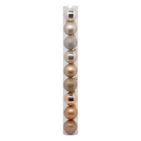 Déco de sapin Lot de 9 Boules de Noël D 6 cm - Beige Nude