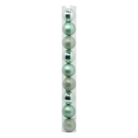 Déco de sapin Lot de 9 Boules de Noël D 6 cm - Vert Amande