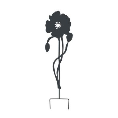 Déco en métal à planter - Coquelicot - 22x70 cm - Anthracite - Acier époxy - Résistant UV