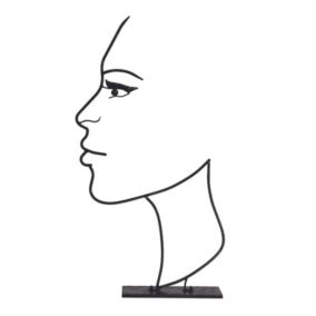Déco jardin métal visage fil ombre noire - Noir 80 cm