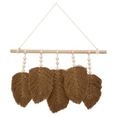 Déco mural feuilles Odina bois tissu L58cm - Atmosphera