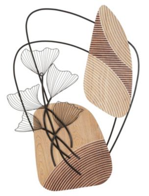 Déco murale abstrait en bois brun 70x3x100 cm