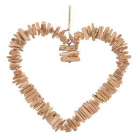 Déco murale "Coeur" - métal et hêtre - H35 cm - Atmosphera