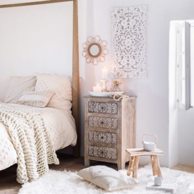 Déco murale "Fanny" - bois sculpté 85x45 cm - Atmosphera