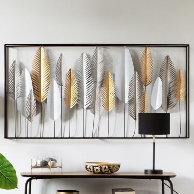 Déco murale "Feuilles" - métal 134x68 cm - Atmosphera