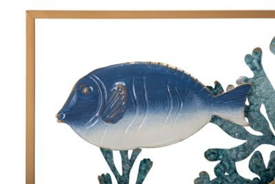 Déco murale mer en métal multicolore 50,2x3,8x50,2 cm