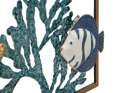 Déco murale mer en métal multicolore 50,2x3,8x50,2 cm