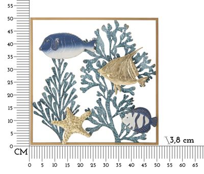 Déco murale mer en métal multicolore 50,2x3,8x50,2 cm